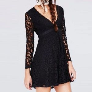 UO Kimchi Blue Black Lace Long Sleeve Dress 0
